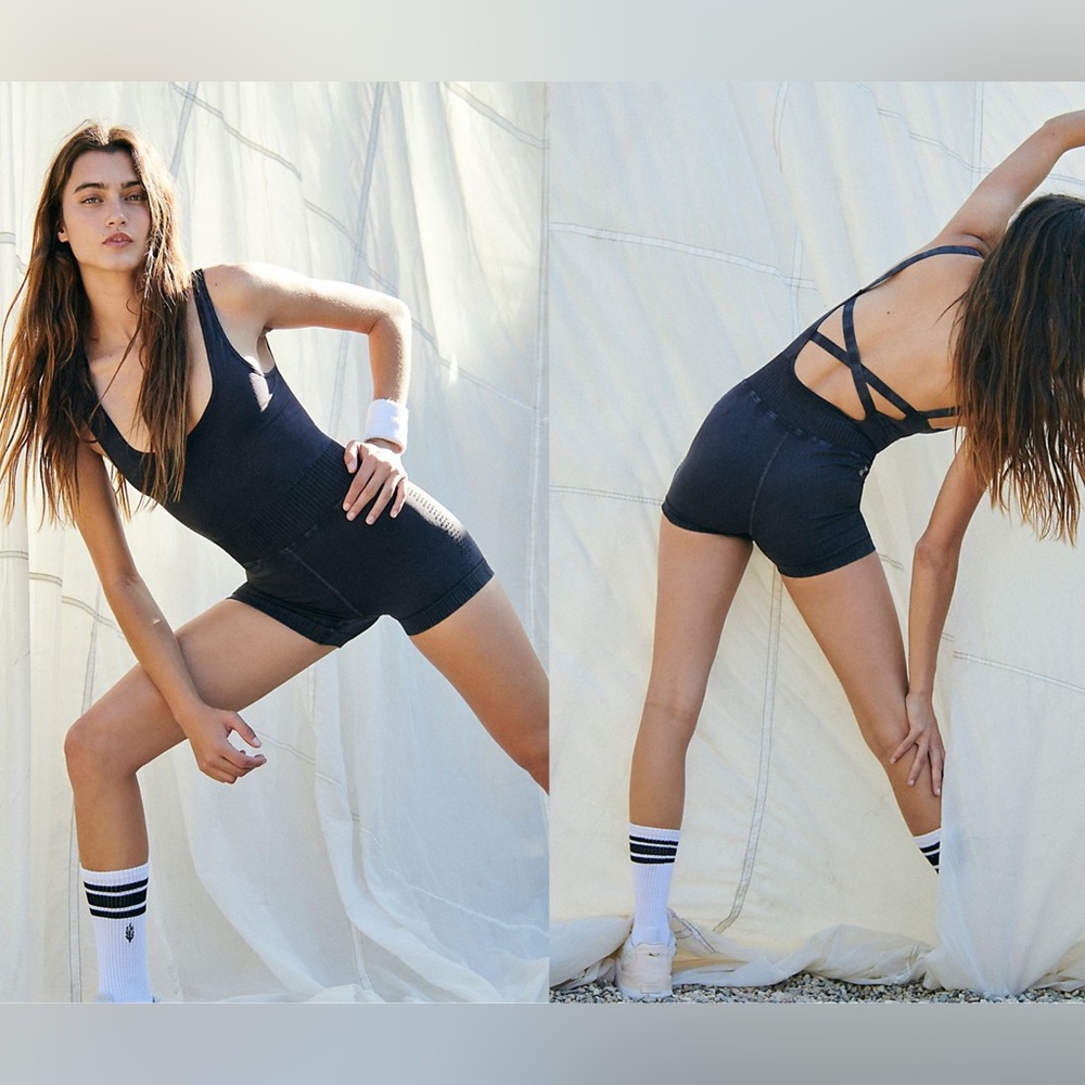 Free People Black Strappy Romper